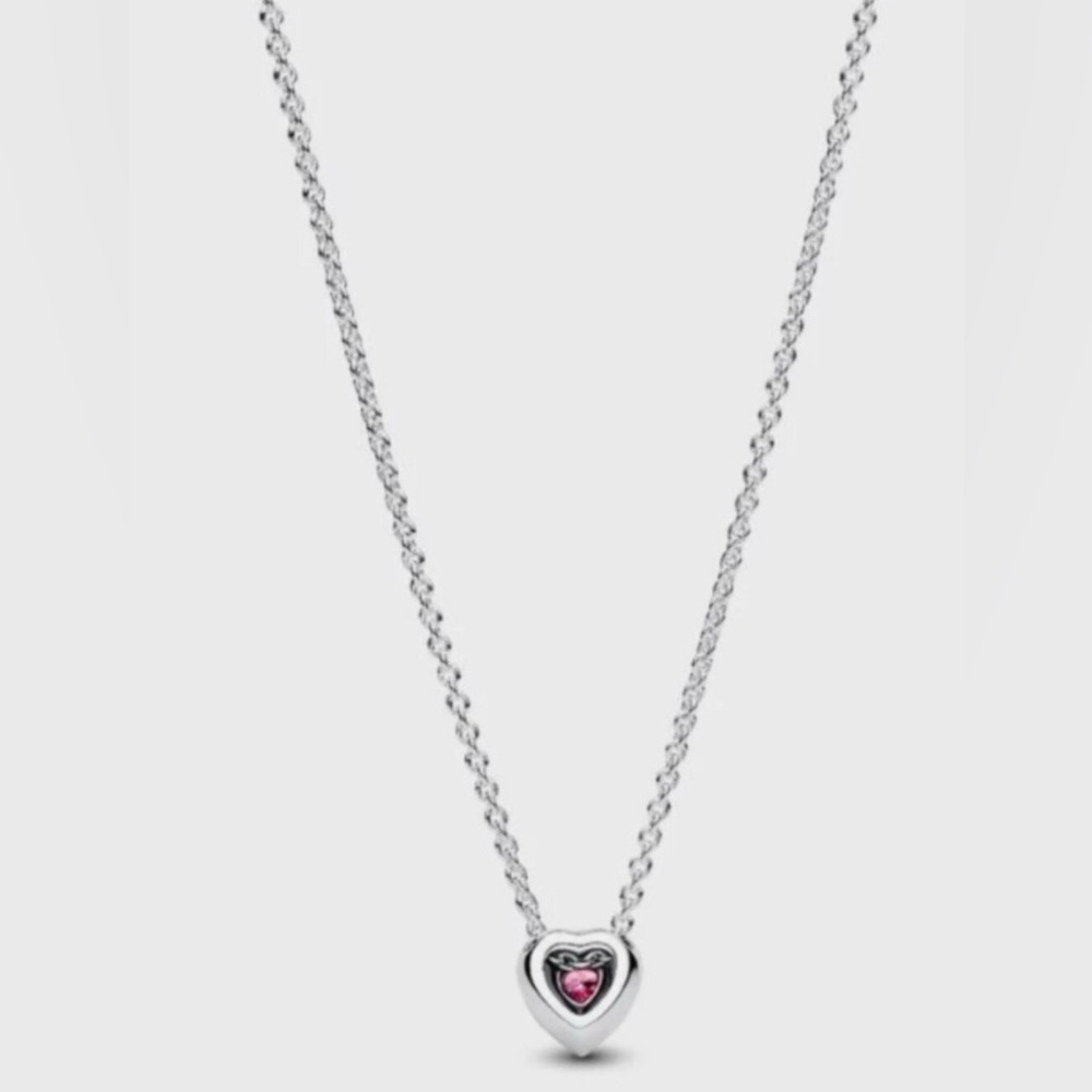 Pandora Pink Elevated Heart Halo Necklace 398425C02-45 - Picture 2 of 3